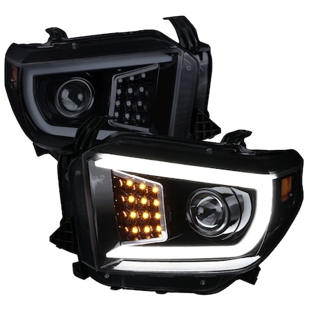Spec-D Tuning 14-18 Toyota Tundra Sequential LED Projector Headlights- Smoke 2LHP-TUN14G-SQ-TM